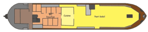 Plan de la péniche - niveau supérieur